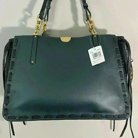 NWT COACH 37391 Dreamer Tote 34 in Colorblock Evergreen Whipstitch Rivets - Picture 6 of 16